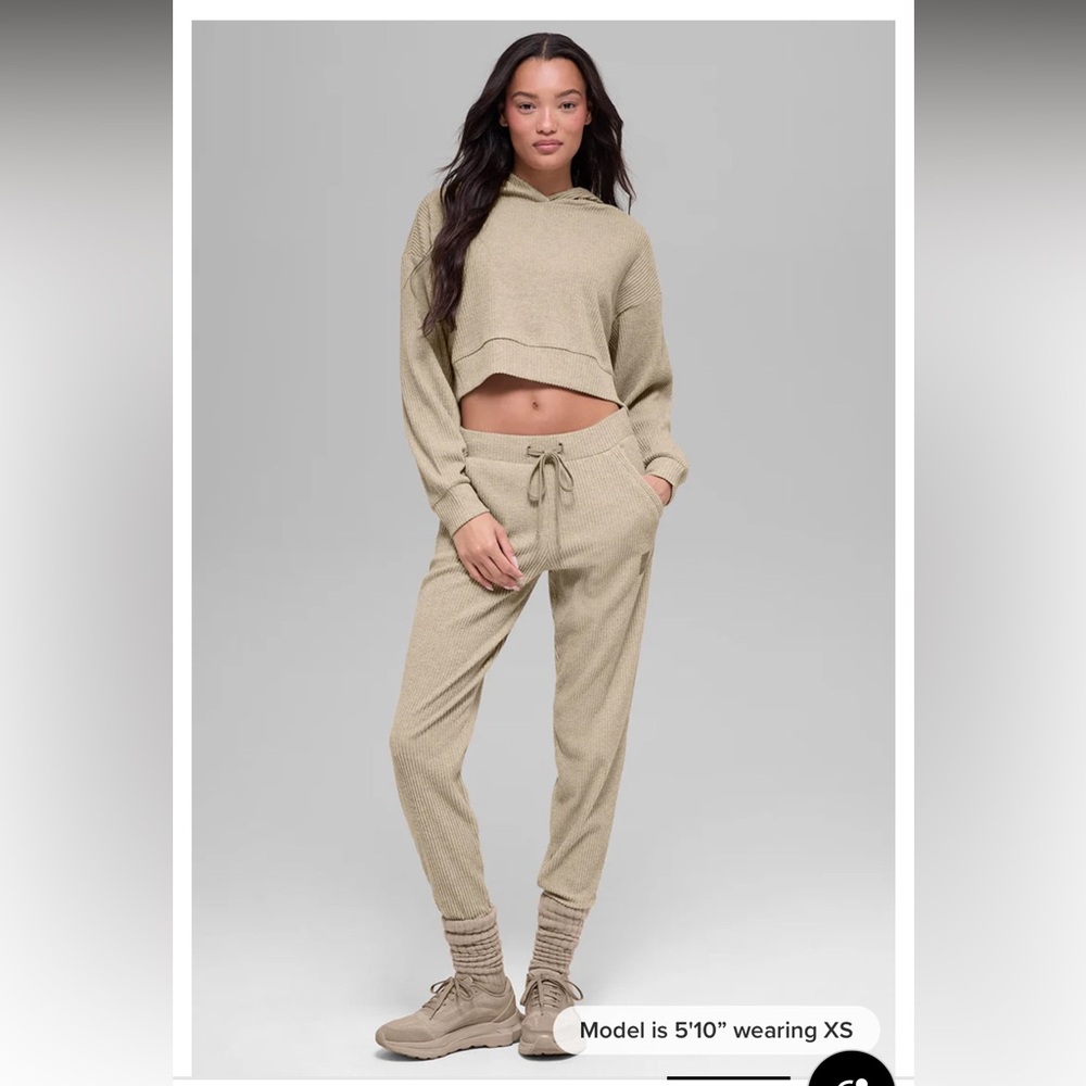 ALO Muse  Ribbed Beige Hoodie